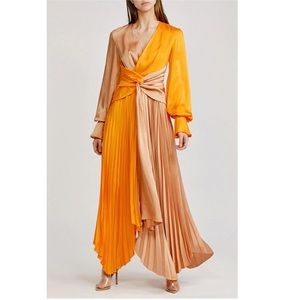 Acler empire dress size 4 yellow and nude two tone